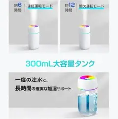 加湿器 卓上 小型 300ml 静音 卓上加湿器 音波式  USB給電式