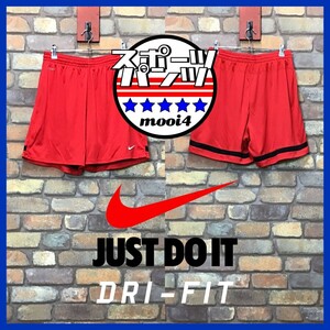 SP1-381★美品★海外正規品★吸湿速乾【NIKE ナイキ】DRI-FIT メッシュインナー ショートパンツ【メンズ M】赤 スポーツ ジム ショーツ