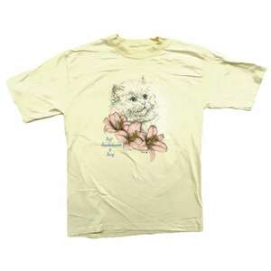 古着 90年コピーライト USA製 ONEITA 猫 プリントTシャツ サイズ表記：L　gd81534