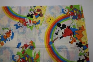 【USEDレアDISNEYミッキーミニーキャラクターベッドシーツ】ディズニーMickeyMinnieビンテージvintage手作り手芸リメイク生地