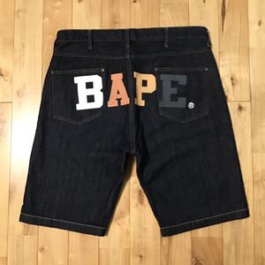 ★福岡限定★ XL Fukuoka color BAPE LOGO デニム ハーフパンツ a bathing ape denim shorts pants エイプ ベイプ ショーツ y7