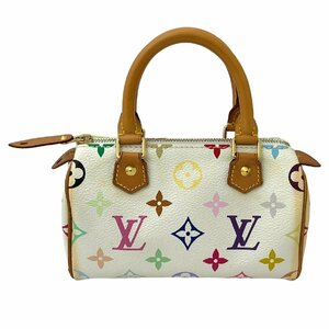 LOUIS VUITTON ルイヴィトン M92645 モノグラムマルチ ミニスピーディー ハンドバッグ コンパクトバッグ ホワイト系 レディース 　【中古】