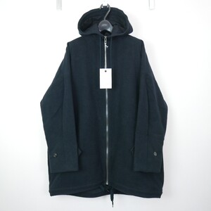 19AW 19FW marka マーカ HOODED COAT-cotton melton コットン オーバーサイズ ジップ フード コート BLACK 2