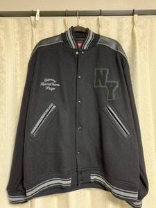 未使用品半タグ付き SUPREME 03AW Varsity Jacket NY　袖レザー スタジャン