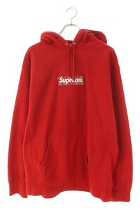 シュプリーム パーカー 19AW Bandana Box Logo Hooded Sweatshirt サイズ:XL バンダナボックスロゴプルオーバーパーカー 中古 OM10