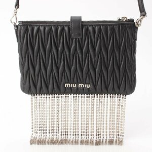 【ミュウミュウ】Miu Miu　マテラッセ クリスタル ポシェット ショルダー バッグ 5DH063 ブラック 【中古】【正規品保証】202671