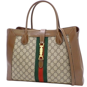 GUCCI(グッチ) ジャッキー1961 ラージ トートバッグ 2WAY ショルダー 肩掛け ウェブ シェリーライン ブラウン 40802096673【アラモード】