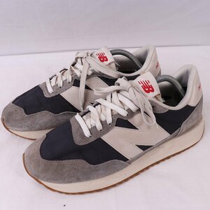 237 ニューバランス 28.0cm/new balance グレー 灰色 紺 白 中古 古着 スニーカー メンズ yy8723