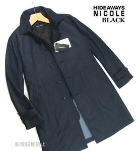 新品 ★ ニコル　着脱ライナー付 シングルコート 50/XL 紺 ネイビー 撥水 ステンカラー コート HIDEAWAYS BLACK by NICOLE