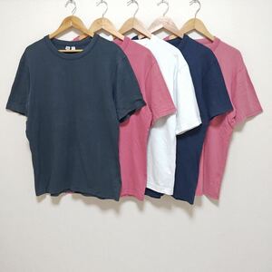 お得!!【まとめ売り】半袖 Tシャツ 5着 セット UNIQLO ユニクロ シンプル 無地 カラーTシャツ ゴルフ スポーツ メンズ サイズ L/Y15333jg