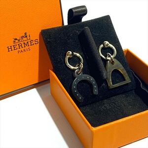 【中古・美品】 HERMES エルメス　バッファローホーン アミュレット エスケトル ピアス