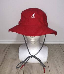 美品 KANGOL Utility Cords Jungle Hat K5302 L カンゴール ジャングルハット サファリハット フィッシャーマンハット レッド 赤 男女兼用