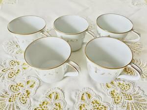 Noritake ノリタケCOURTNEY コートニー 金彩 コーヒーカップ　5客　アメリカデザイン　食器