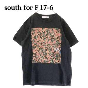 ★不思議の国のアリス★south for F 17-6 サウスフォーエフセブンティーシックス L ブラック プリントカットソー 綿100％Tシャツ