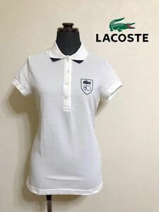 【新品】 LACOSTE ラコステ 80th プラン 鹿の子 レディースドライ ポロシャツ トップス ホワイト サイズ36 半袖 白 ファブリカ PF1701