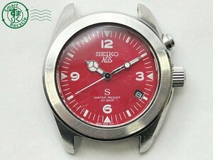 2405605344　◇ SEIKO セイコー AGS 5M22-6C30 フェイスのみ レッド文字盤 シルバー デイト メンズ オートクォーツ 腕時計 中古