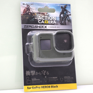 ゴープロ GoPro HERO8 BLACK 用 アクションカメラ シリコンケース ネックストラップ付 オリーブグリーン 未開封品 GoProHero8Blackケース
