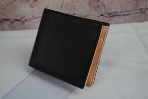 /RP63【数量限定】男性用財布/二つ折り財布/馬革財布/ブラック/シンプルデザイン