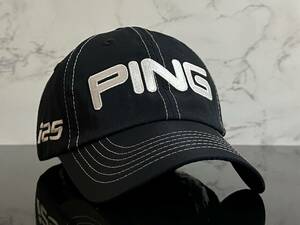 【未使用品】393KE★PING ピン ゴルフ キャップ 帽子CAP 高級感のあるネイビーのポリエステル素材にシリーズロゴ《FREEサイズ》渋野日向子