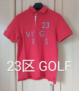 23区GOLF メンズL ニジュウサンクゴルフ カノコ 半袖ポロシャツ 正規品 送料無料 レッド