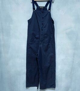 DENIM DUNGAREE デニムダンガリー リネンチノクロス ステンシルプリント ミリタリー オーバーオール パンツ size.02(160) ネイビー us.navy