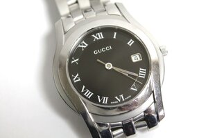 動作品 GUCCI メンズ 腕時計 5500M 3針 デイト SS 男性用 クォーツ ブラック系 シルバー系 グッチ 中古 USED品 リサイクルマート半田店