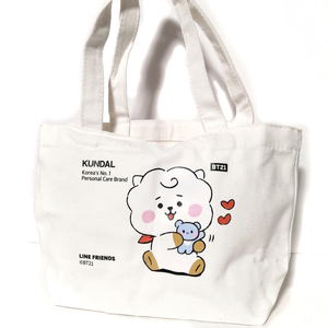 KUNDAL クンダル BT21 コラボ 限定 ミニトートバッグ LINE FRIENDS RJ キャンバスト 帆布 レディース 婦人 女性 キャラクター ランチトート