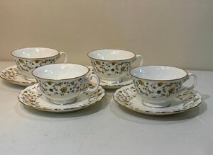 Noritake BONE CHINA Studio Collection カップ＆ソーサー 4客セット ノリタケ スタジオコレクション ボーンチャイナ 金彩 花柄