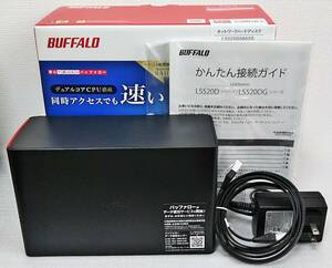 【美品・稼働時間少・付属品あり】『バッファロー ネットワークハードディスク（HDD/NAS）品番：LS520D0802G／8TB（4TBx2）』◆送料850～