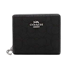 【新品未使用正規品】コーチ COACH SIGNATURE JACQUARD SNAP WALLET 二つ折り財布 CU401-SBKBK レディース ブラック