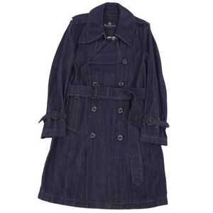 美品 アクアスキュータム Aquascutum LONDON コート トレンチコート デニム アウター メンズ 34 インディゴブルー cf03ed-rm11f09508