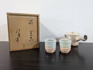 □★ 未使用 骨董品 江月窯 萩焼 急須 湯呑み 共箱付 希少 アンティーク レトロ (S1019)