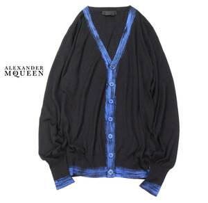 アレキサンダーマックイーン ALEXANDER McQUEEN 上質 シルク カシミヤ ペイント カーディガン XS