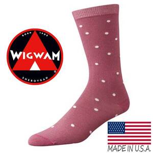 USA製WIGWAMウィグワム水玉ドット柄ソックス靴下アウトドアPINKピンクMADE IN USAアメリカ製