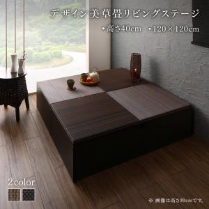 国産　収納付きデザイン美草畳リビングステージ 風凛 フーリン 畳ボックス収納 120×120cm ダークブラウン ブラック