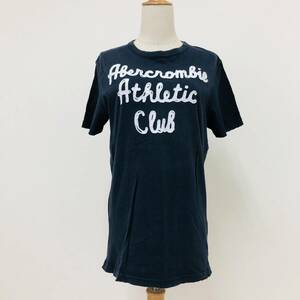 k1183 Abercrombie&Fitch アバクロ Tシャツ 半袖 綿100％ ワッペン S ネイビー メンズ ヴィンテージ ダメージ シンプルデイリーカジュアル 