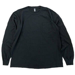 LOS ANGELES APPAREL　ロサンゼルスアパレル　長袖Tシャツ ブラック　Mサイズ　6.5oz Garment Dye Pocket L/S TEE MADE IN USA