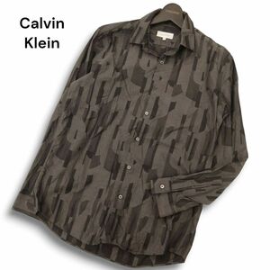 Calvin Klein カルバンクライン 通年 総柄★ 長袖 コットン シャツ Sz.M　メンズ グレー　C4T08020_9#C