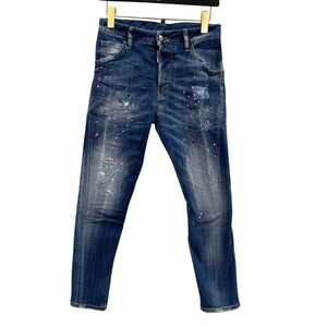 ディースクエアード デニムパンツ kenny jean S75LA0615 ロゴ金具 ペイント加工 クラッシュ加工 サイズ38 DSQUARED2 【AFB21】