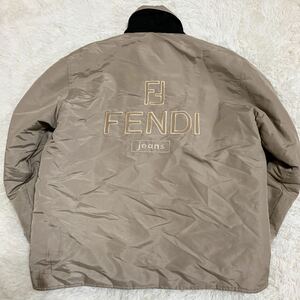  1円　フェンディ【人気モデル】FENDI ジャケット ブルゾン アウター ズッカ FF バックロゴ 刺繍 メンズ サイズM-L位 Jacket