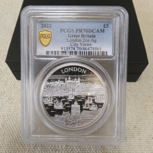 【１円スタート】TOP POP 1枚 PCGS PR70 DCAM　ロイヤルミント　都市景観　ロンドン　イギリス　2オンス　銀貨　ウナライオンでない　