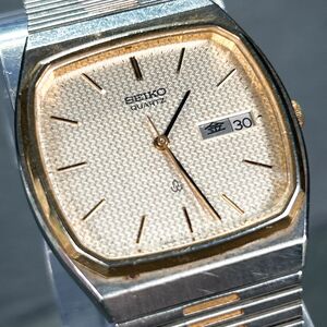 1970年代製 SEIKO セイコー QUARTZ クオーツ 5933-5040 腕時計 アナログ カレンダー ゴールド文字盤 メンズ 新品電池交換済み 動作確認済み