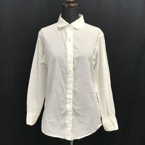 UNIQLO x INES DE LA FRESSANGE　PARIS★丸襟/長袖シャツ/ブラウス【レディースM/白/white】Tops/Shirts◆BH595