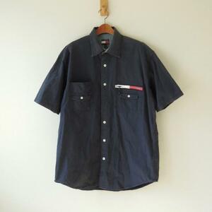 TOMMY JEANS トミーヒルフィガー 半袖シャツ ネイビー M (t-551)