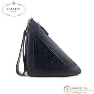 プラダ （PRADA） サフィアーノ エンボス トライアングルロゴ クラッチ ハンド ポーチ バッグ 2NE054 NERO（中古）