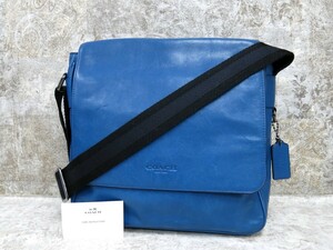 ■極美品■COACH コーチ■72116■ロゴ型押し■カーフ レザー 本革■ショルダー バッグ■マリンブルー シルバー金具■斜め掛け■D11801