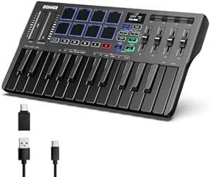 Donner USB MIDI キーボード コントローラー 25鍵 ベロシティ対応 タッチ式スライダー OLEDスクリーン バック