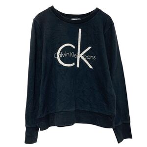 Calvin Klein Jeans プリント スウェット トレーナー キッズ L ブラック ロゴ 古着卸 アメリカ仕入 a609-5714