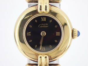 Cartier カルティエ マストコリゼ ベルメイユ クオーツ QZ 黒文字盤 腕時計 925 SILVER 電池交換済み 稼動品 袋付き ブランド品