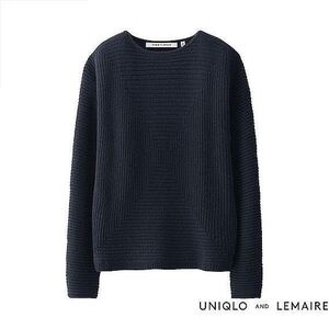 ユニクロ ルメール カシミヤブレンドスクエアセーター UNIQLO 濃紺　LサイズUNIQLO and LEMAIRE　 ウール　カシミヤ　羊毛